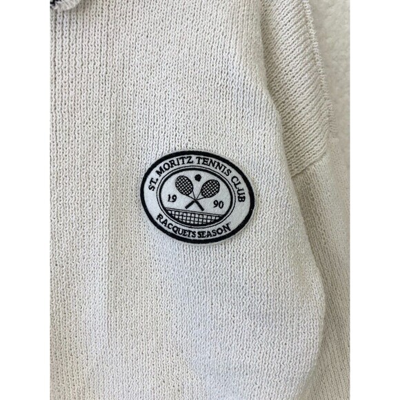 Forever 21 St. Moritz Tennis Club Sweater Women’s M White Zip-Up Cardigan - Picture 5 of 8